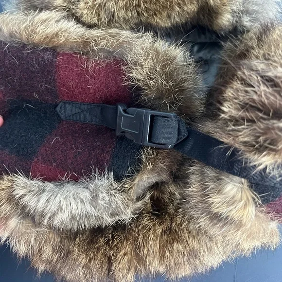 Mad bomber maroon plaid bomber hat with rabbit fur - Picture 7 of 8